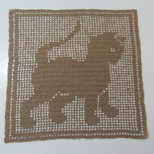 Chat décoration textile, napperon en ficelle de jute. crochet fait main.