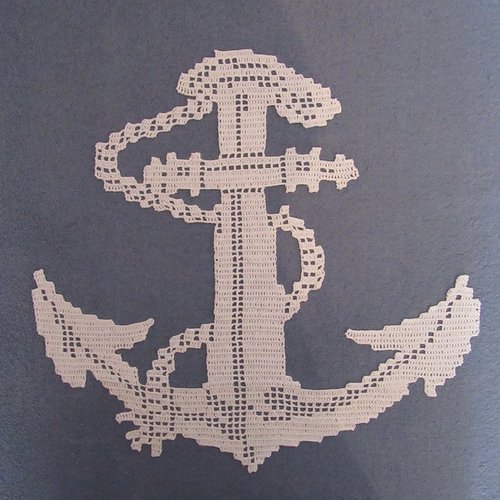 Napperon décoration marine coton blanc. crochet fait main exclusivité.
