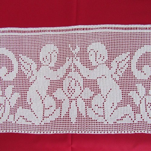 Rideau brise-vue voilage au crochet. dentelle duo d'anges romantique en coton.
