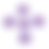 X 5 appliques-écusson-patch thermocollant brodé fleur violette 3,7 cm