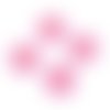 X 5 appliques-écusson-patch thermocollant brodé fleur rose 3,7 cm