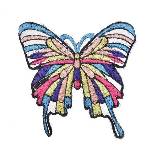 X 1 grande applique-écusson-patch motif papillon multicolore à couidre 12,5 x 11,5 cm