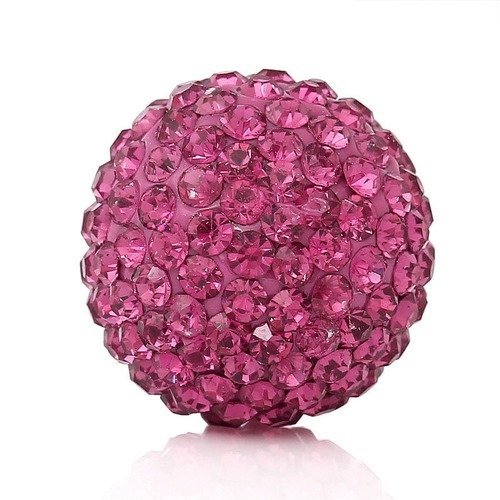 X 1 perle polymère strass fuchsia 16 mm boule de bola musical de grossesse maternité