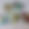 X 5 mixte camée/cabochon coeur en verre motif papillons multicolore 2  cm@1
