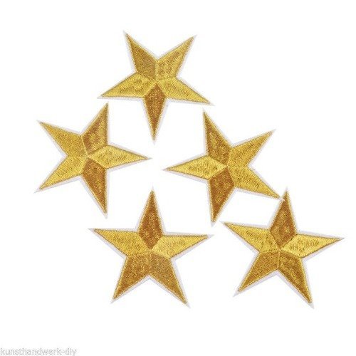 X 3 écussons-patch thermocollant brodé étoile doré 4,2 x 4,2 cm