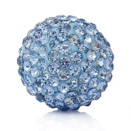 X 1 perle polymère strass bleu 16 mm boule de bola grelot mexicain
