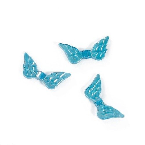 X 10 perles intercalaires ailes bleu reflet ab en acrylique 20 x 9 mm