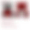 X 1 applique-écusson-patch grand ourson perles sequin rouge/gris réversible à coudre 22 x 17 cm