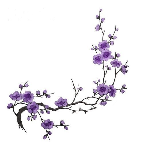X 1 applique-écusson-patch thermocollant fleur de cerisier violet 40 x 14 cm @b46