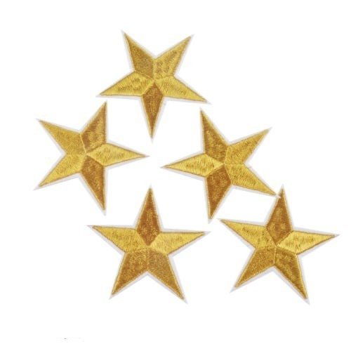 X 3 appliques-écussons-patch thermocollant grande étoile doré 7 x 6,9 cm @1