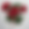 X 1 applique-guipure dentelle fine floral broder ton rouge à coudre 28 x 27 cm @b50