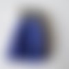 X 2 pendentifs pompon suédine bleu foncé gland plastique argenté 6 cm a