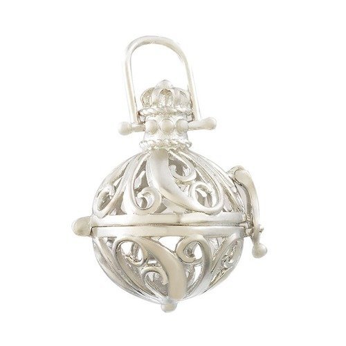 X 1 pendentif cage de bali bola mexicaine à motif pour bille d'harmonie bébé en métal argenté 3,7 x 2,6 cm(b2)