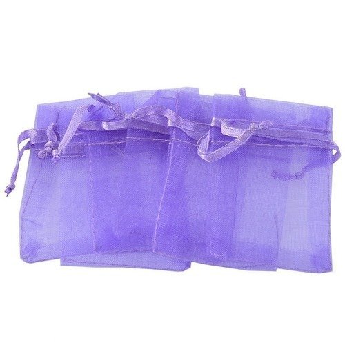 X 25 sachets/pochettes cadeaux organza violet 7 x 5 cm