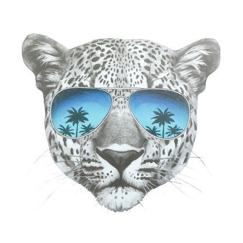 X 1 écusson-patch transfert thermocollant tigre blanc avec lunette 22 x 20 cm