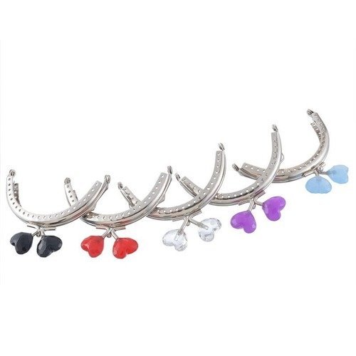 X 5 mixte fermoirs claps demi-cercle fermoir coeur résine pour porte-monnaie en métal argenté 10,8 cm