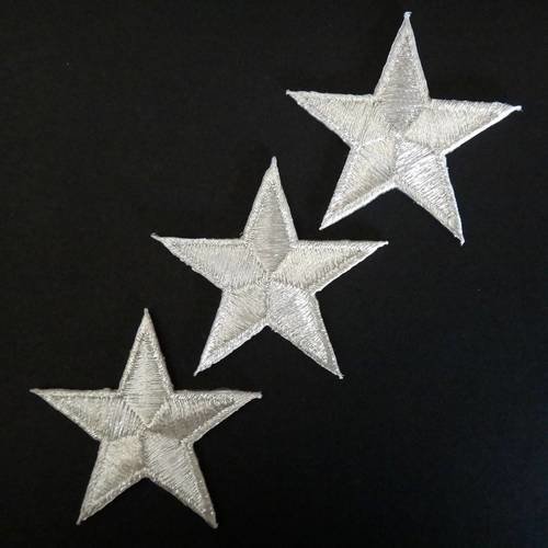 X 3 écussons patch thermocollant étoile argenté 4,2 x 4,2 cm