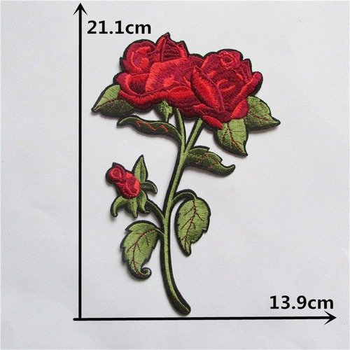 X 1 applique-écusson-patch thermocollant rose rouge 21,1 x 13,9 cm t5 