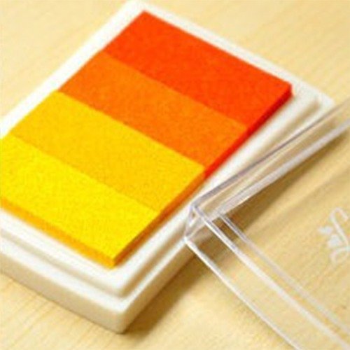 X 1 boite d'encre encreur dégradé de couleur ton jaune/orange pour tampon 7,5 x 5 cm 
