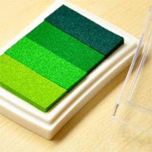 X 1 boite d'encre encreur dégradé  de vert pour tampon 7,5 x 5 cm 