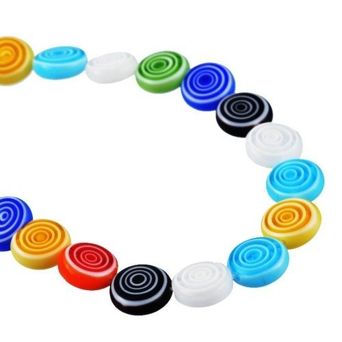 X 10 mixte perles en verre millefiori motif spirale multicolore 10 x 10 mm 