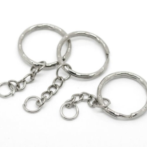 X 6 porte-clés anneau métal argenté 53 mm