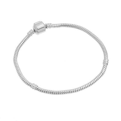 X 1 bracelet maille serpent 20 cm en métal argenté et fermoir clip compatible pandora