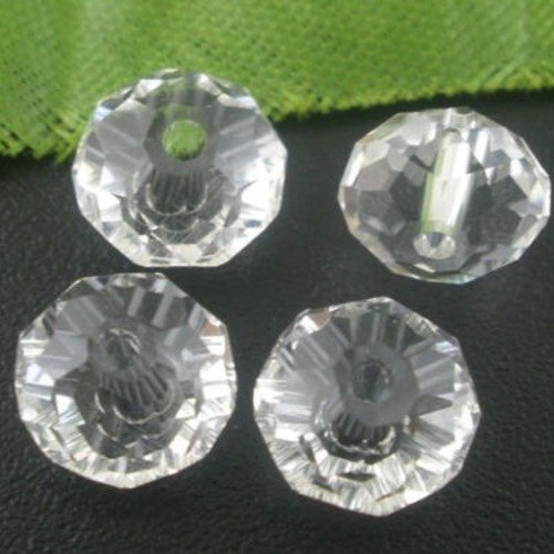X 10 perles cristal verre rondelle blanche à facettes 8 mm 