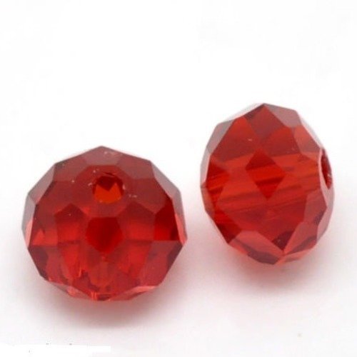 X 20 perles cristal verre quartz ronde rouge à facettes 8 mm 