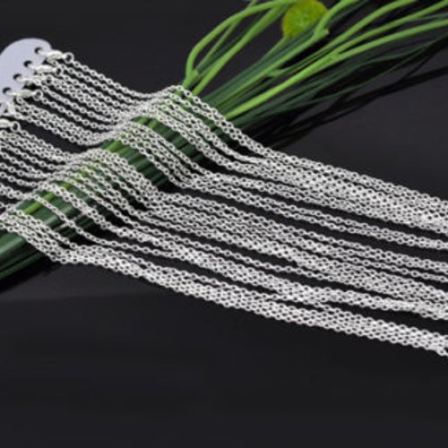 X 1 collier chaîne maille forçat fermoir mousqueton métal argenté 46 cm 