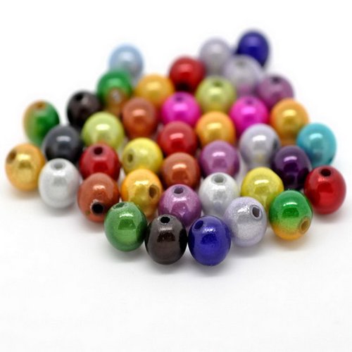 X 50 mixte perles ronde magique scintillante multicolore 8 mm 
