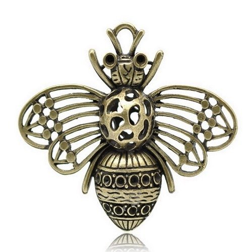 X 1 grand pendentif/breloque abeille métal couleur bronze 5,7 x 4,8 cm 
