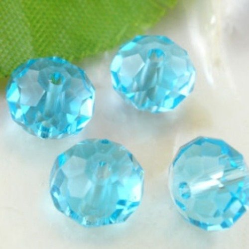 X 20  perles cristal verre quartz  à facette bleu  de lac 8 mm 