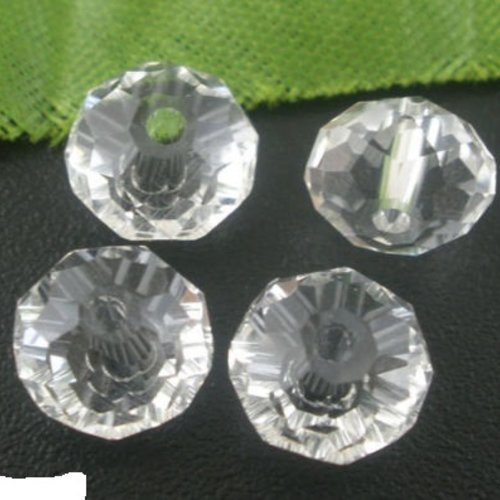 X 25 perles en verre cristal blanche à facette 8 mm 