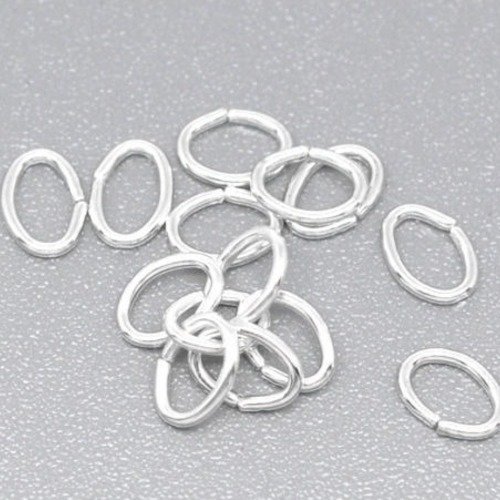 X 100 anneaux ouverts de forme ovale argenté 5,5 x 4 mm 