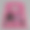 X 10 pochettes cadeaux rose motif fille/chien noir plastique 15 x 9 cm