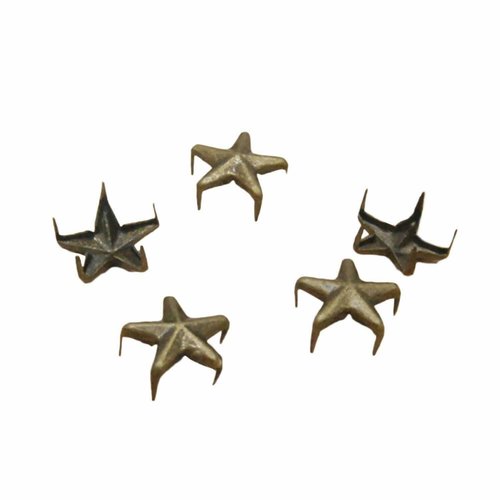 10 rivets clous griffes goujon forme étoile métal bronze 12 mm