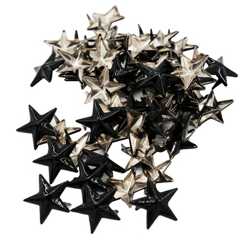 10 rivets clous griffes forme étoile noir en métal 15 mm