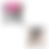 1 applique-écusson-patch en forme de m motif noeud rose perles sequins réversible à coudre 25,5 x 24,5 cm