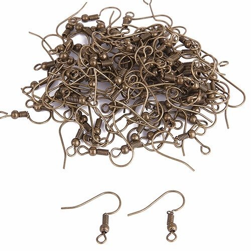 X 1 gros lot de 100 crochets boucles d'oreilles métal couleur bronze 18 x 19 mm