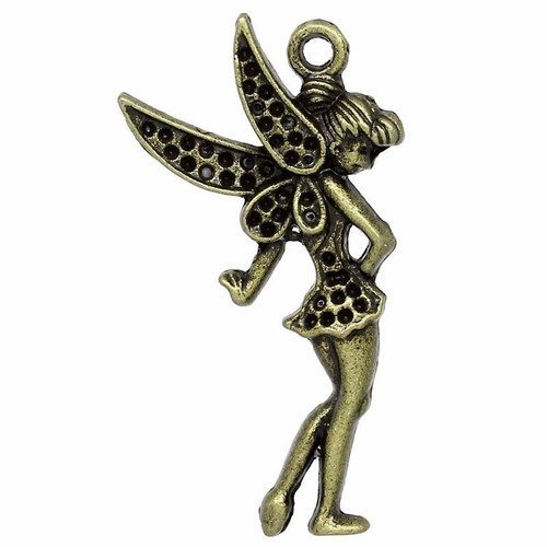X 2 pendentifs/breloque ange aile métal couleur bronze 3,6 x 1,9 cm