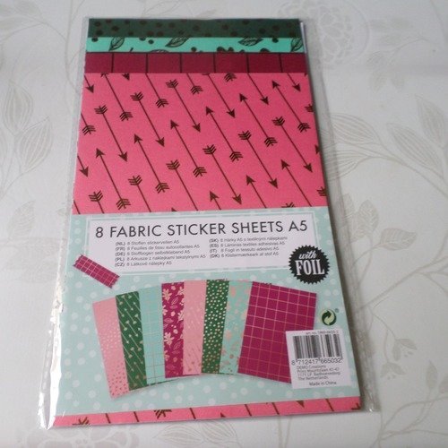 X 8 mixte feuilles a5 tissu autocollantes de divers motif doré 21 x 15 cm