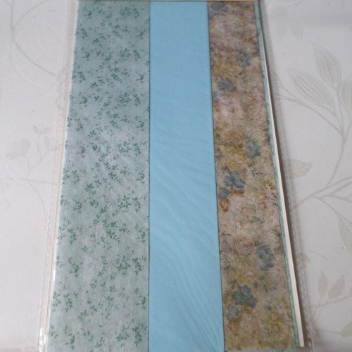 X 3 mixte grandes feuilles papier décopatch 60 x 40 cm motif/uni bleu