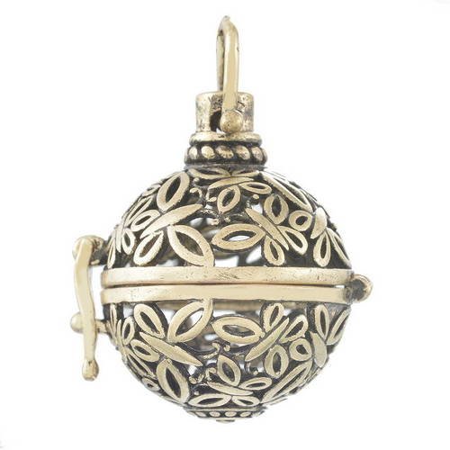 X 1 pendentif cage de bali bola libellule pour bille d'harmonie bébé  bronze 2,7 x 2,4 cm