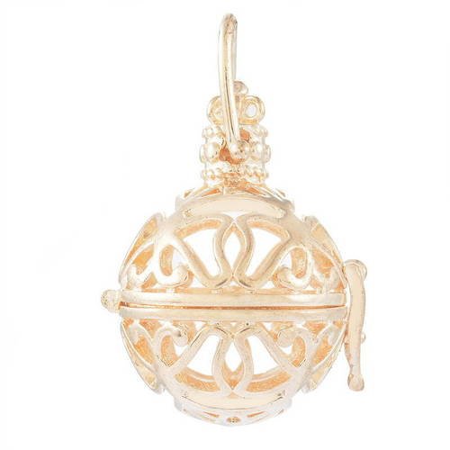 X 1 pendentif cage de bali bola mexicaine papillon pour bille d'harmonie bébé doré 3,4 x 2,7 cm