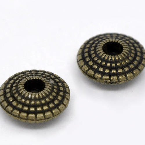 X 70 perles intercalaires soucoupe volante métal couleur bronze 8 mm 