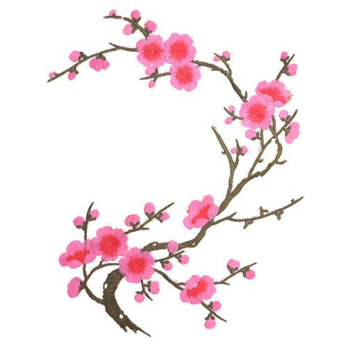 X 1 applique-écusson-patch thermocollant fleur de cerisier ton rose 40 x 14 cm  @87
