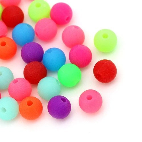 X 50 mixte perles intercalaires ronde boule multicolore acrylique 6 mm 