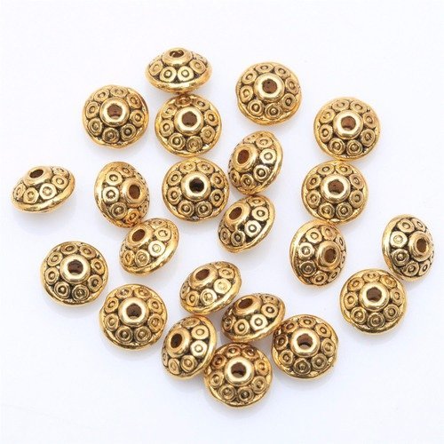 X 50 perles intercalaires spacer antique tibétain métal doré 6-5 mm