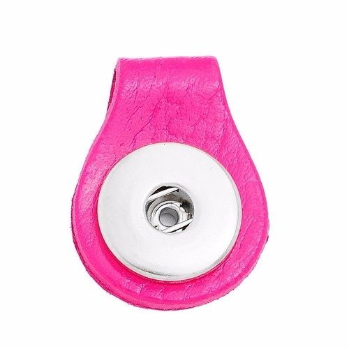 X 1 pendentif en cuir fuchsia porte-clé pour bouton pression click 3,5 x 2,5 cm 